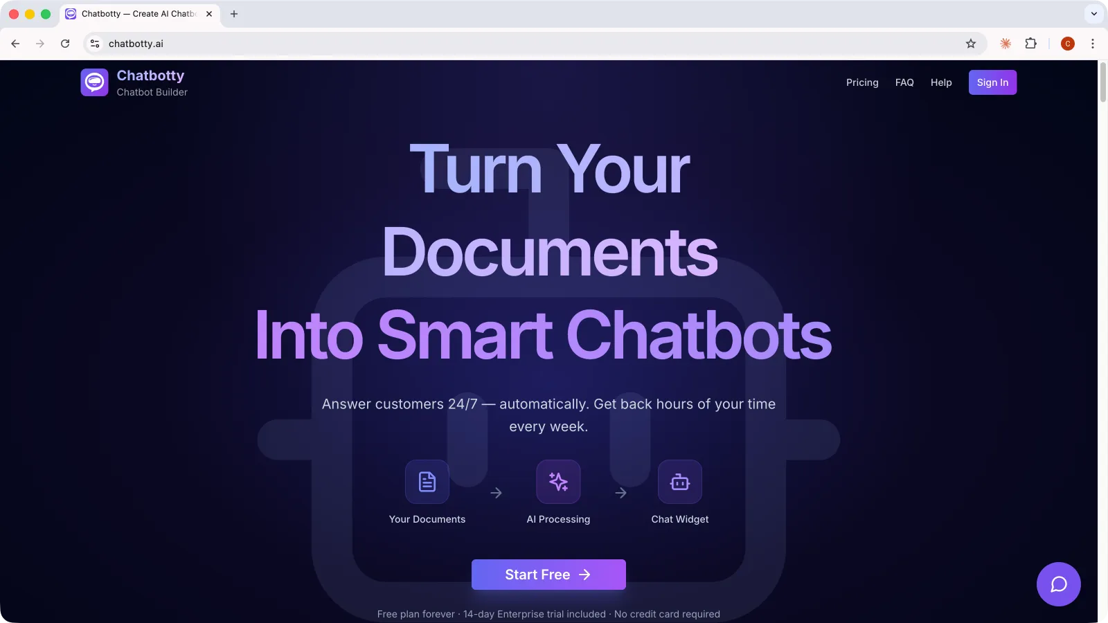 Chatbot landing