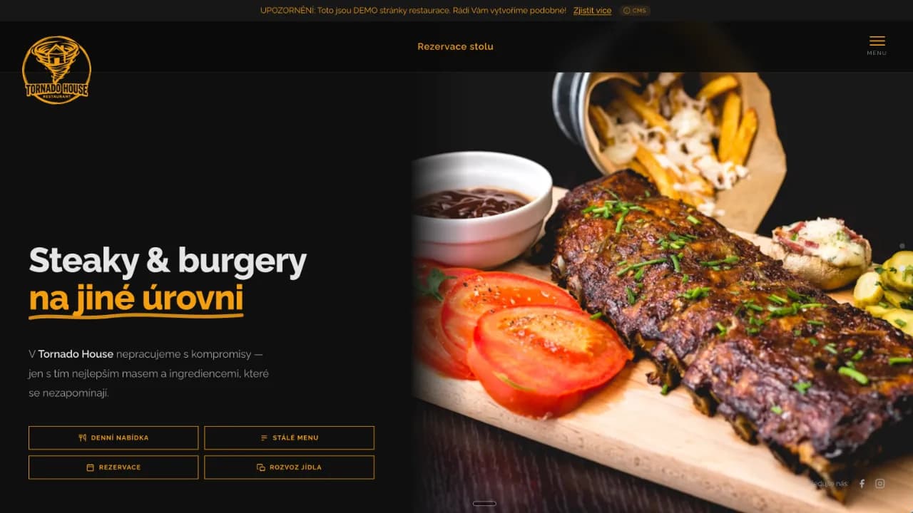 Ukázka webu na zakázku — restaurace